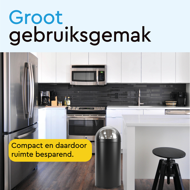 Afvalbak BRASQ Push Bin PB230+ 30 liter zwart