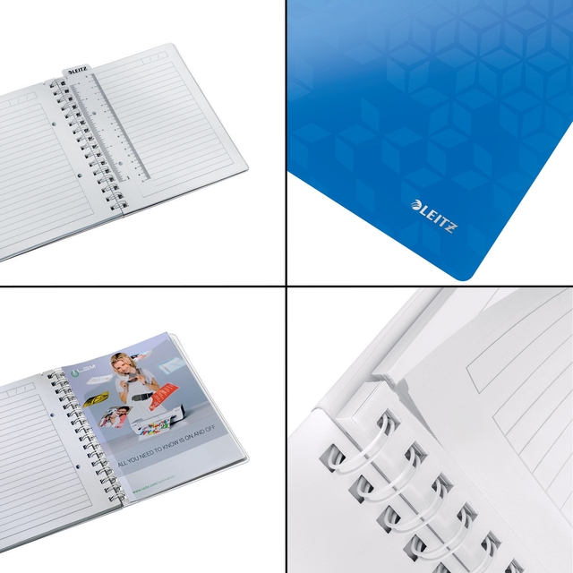 Notitieboek Leitz WOW A5 spiraal 160 pagina's lijn blauw