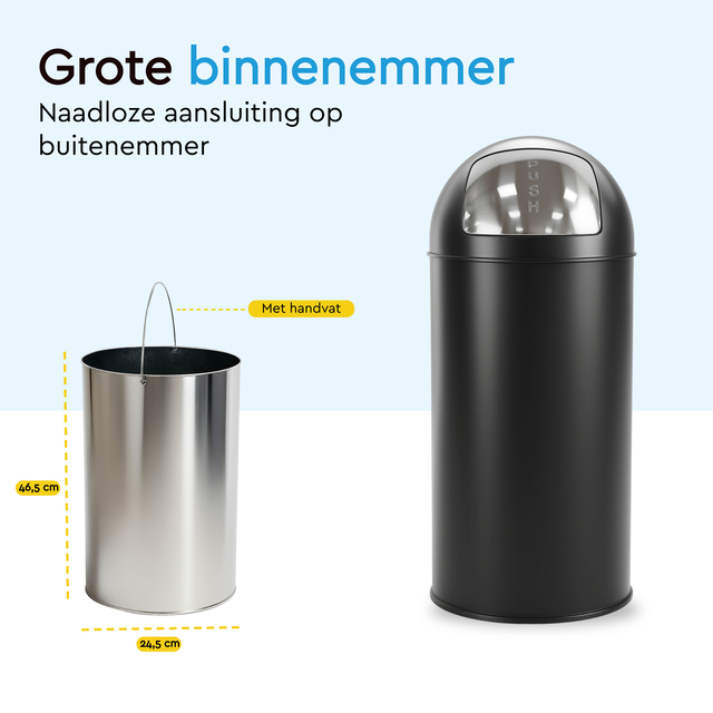 Afvalbak BRASQ Push Bin PB230+ 30 liter zwart