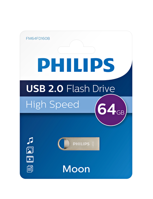 USB stick 2.0 Philips Moon USB-A 64GB zilver