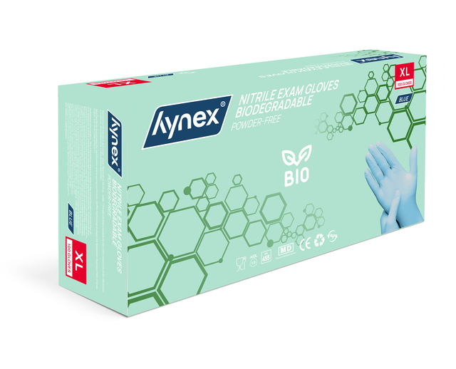 Handschoen Hynex nitril Bio XL blauw 3.5gr 100 stuks