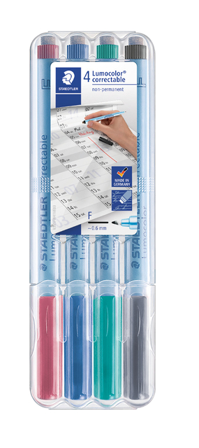 Viltstift Staedtler Lumocolor 305 non permanent correctable F ass 4st