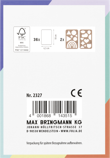 Speelkaarten Folia Blanco 6.5x10cm pak à 36 stuks