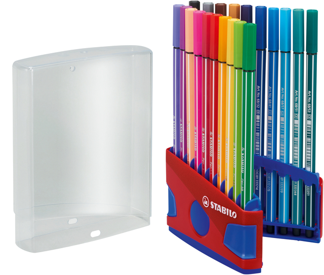 Viltstift STABILO Pen 68/20 ColorParade in rood/blauw etui M ass 20st
