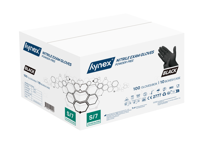 Handschoen Hynex nitril S zwart 3.5g pak à 100 stuks