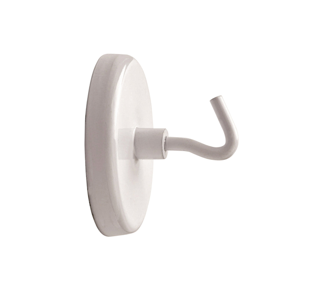 Magneet met haak MAUL 47mm trekkracht 12kg wit 5 stuks