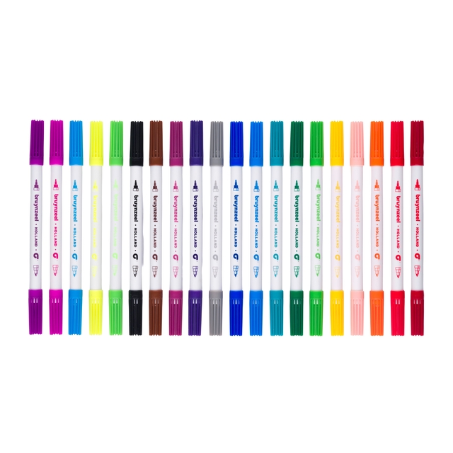 Viltstift Bruynzeel Kids Twin Point set à 20 kleuren