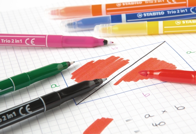 Viltstift STABILO Trio 2 in 1 assorti etui à 10 stuks