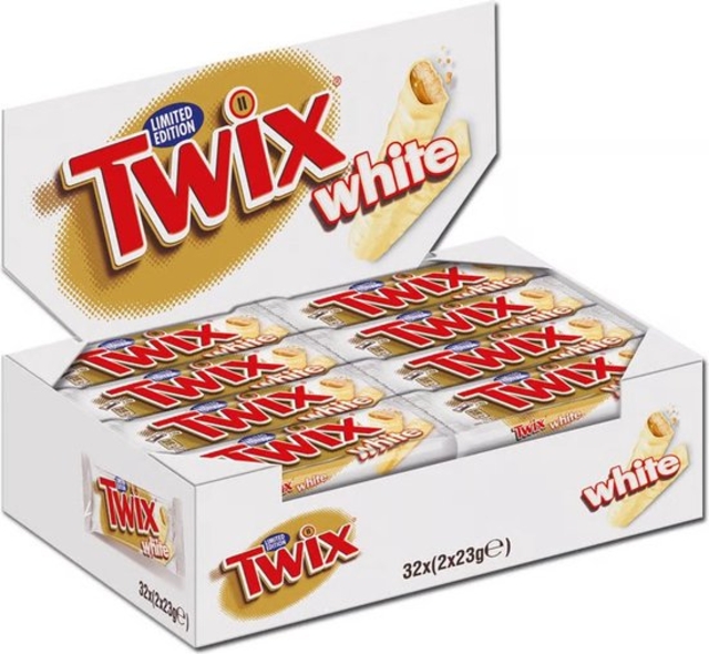 Chocolade Twix white reep doos 32 stuks