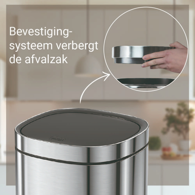 Afvalbak Desq Touch 50 liter RVS zilver