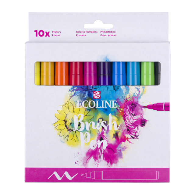 Brushpen Talens Ecoline set à 10 stuks primair