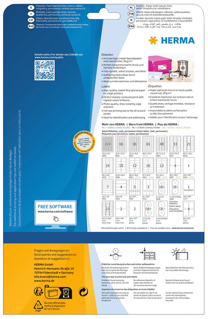 Etiket HERMA 8838 63.5x38.1mm mat wit 525 stuks
