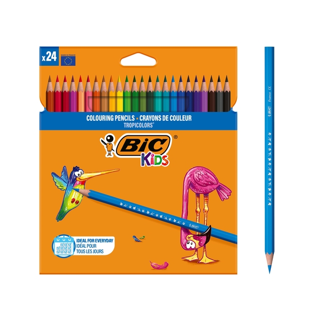 Kleurpotloden BicKids Tropicolors assorti blister à 24 stuks