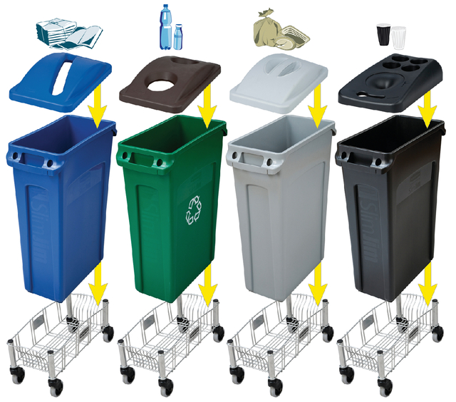 Afvalbak Rubbermaid Slim Jim Vented met luchtsleuven 87 liter grijs
