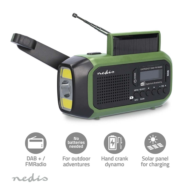 Noodradio Nedis DAB+ FM zonnepaneel
