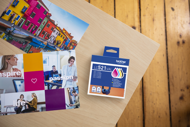 Inktcartridge Brother LC-521 zwart + 3 kleuren