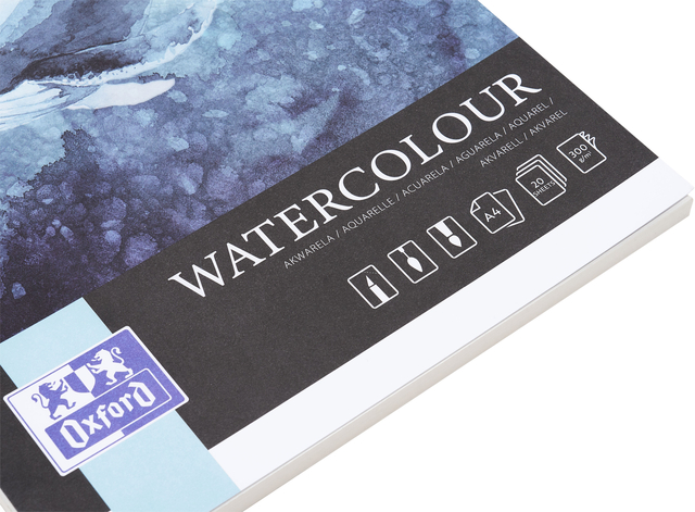 Aquarelblok Oxford Watercolour A4 20 vel 300 gram gelijmd