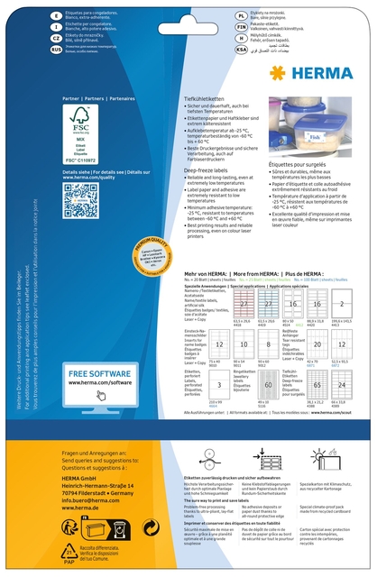 Etiket HERMA 4389 66x33.8mm diepvries wit 600 stuks