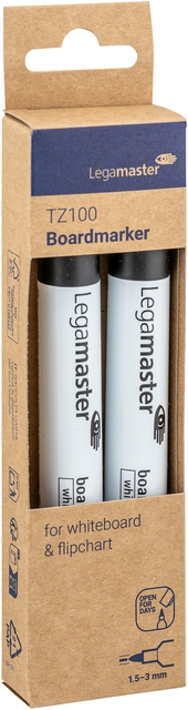 Whiteboardmarker Legamaster TZ 100 rond 1.5-3mm zwart blister à 2 stuks