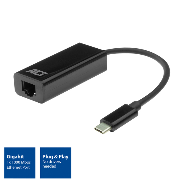 Adapter ACT USB-C naar Gigabit Ethernet 0.15 meter