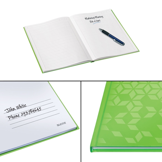 Notitieboek Leitz WOW A5 160blz 90gr lijn groen