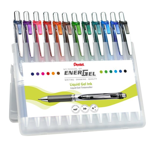 Gelschrijver Pentel BL77 Energel medium assorti 12 stuks