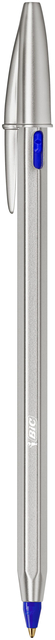 Balpen Bic Cristal Re-new medium zilver + 2 vullingen blauw