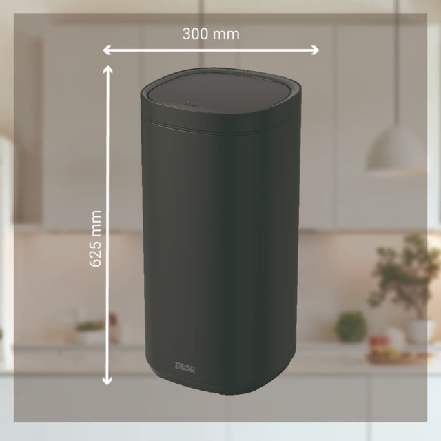 Afvalbak Desq Touch 30 liter RVS zwart