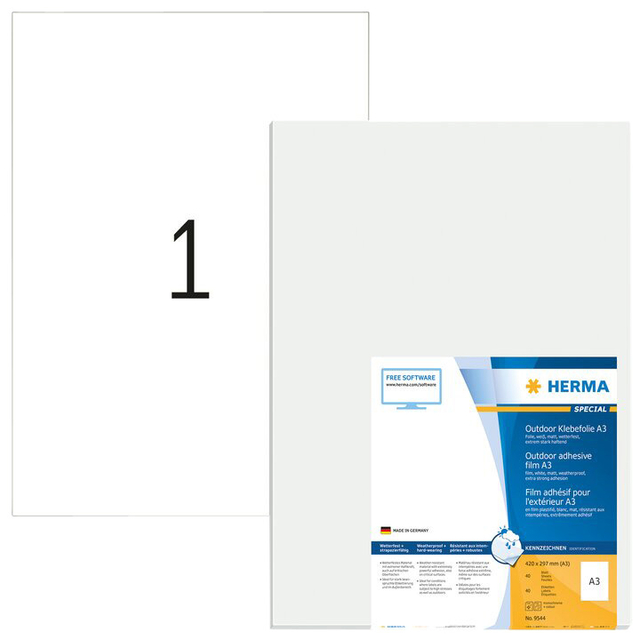 Etiket HERMA 9544 297x420mm weerbestendig wit 40 stuks
