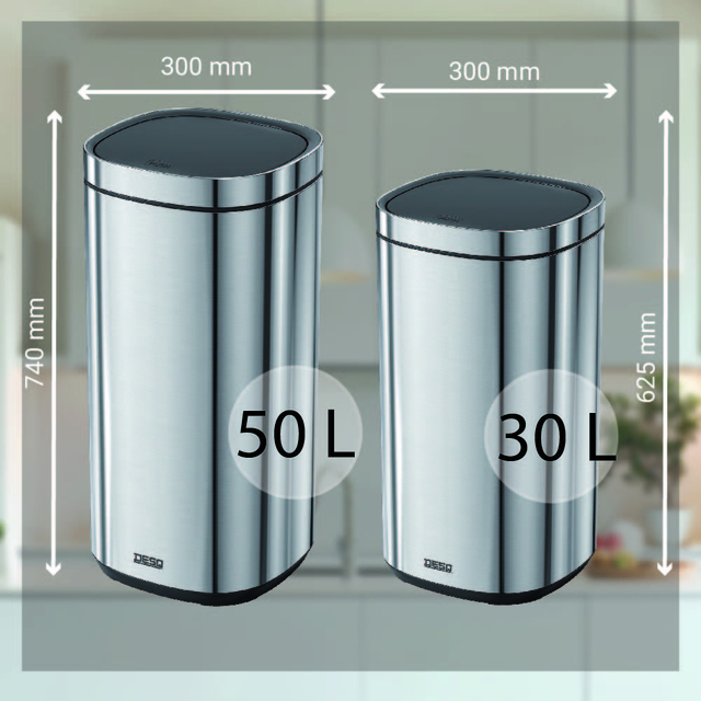 Afvalbak Desq Touch 50 liter RVS zilver