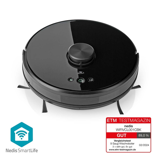Robotstofzuiger Nedis Smartlife wifi laser 3-in-1 zwart