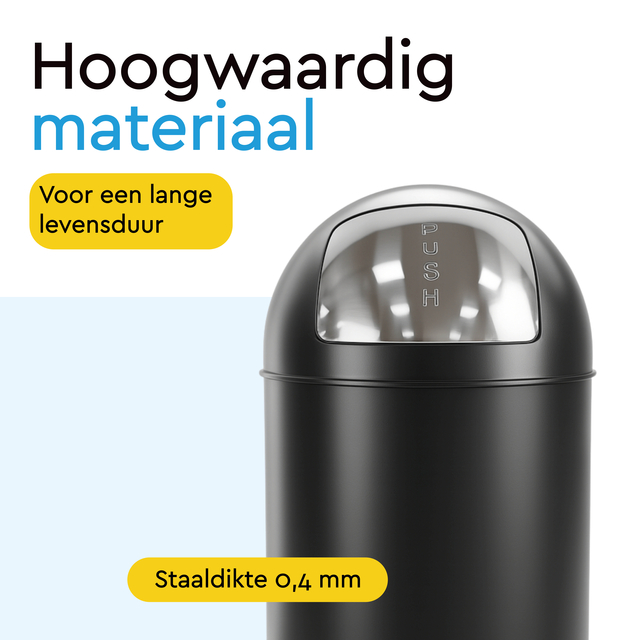 Afvalbak BRASQ Push Bin PB230+ 30 liter zwart