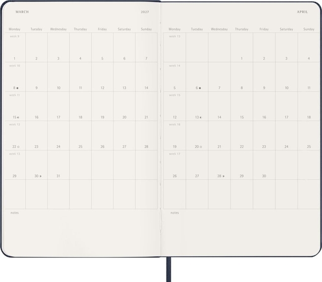 Agenda 2027 Moleskine 18M Planner Weekly 7dagen/1pagina large hc sapphire blue