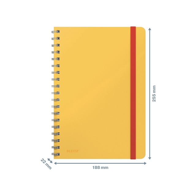 Notitieboek Leitz Cosy B5 160blz 100gr spiraal lijn geel