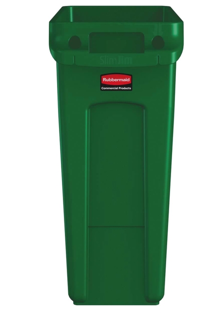 Afvalbak Rubbermaid Slim Jim Vented met luchtsleuven 60 liter groen