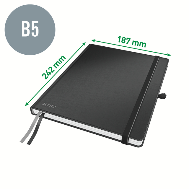 Notitieboek Leitz Complete 187x242mm lijn 160 pagina's 100gr zwart