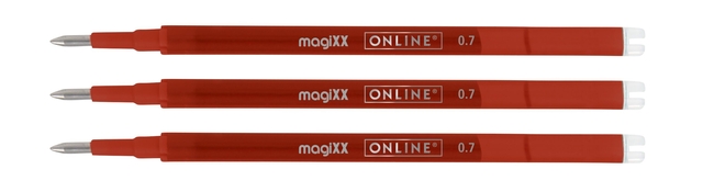 Gelschrijvervulling Online Magixx medium rood blister à 3 stuks