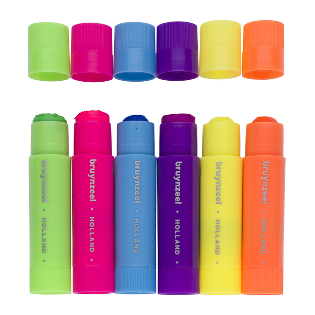 Verfstiften Bruynzeel Kids set à 6 neonkleuren