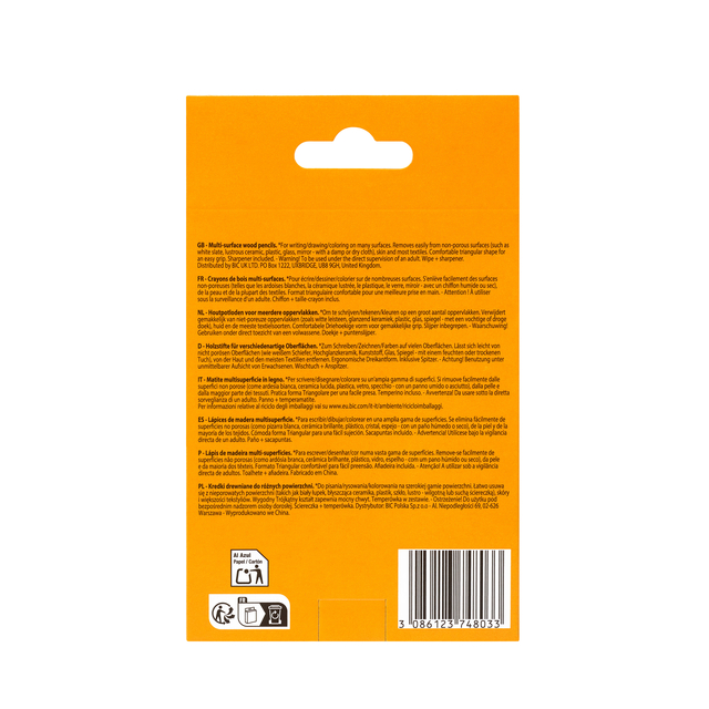 Whiteboardpotlood BicKids Multi Surface + puntenslijper/doekje ass 3st