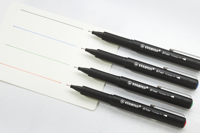 Fineliner STABILO dr!ver fijn assorti 4 stuks