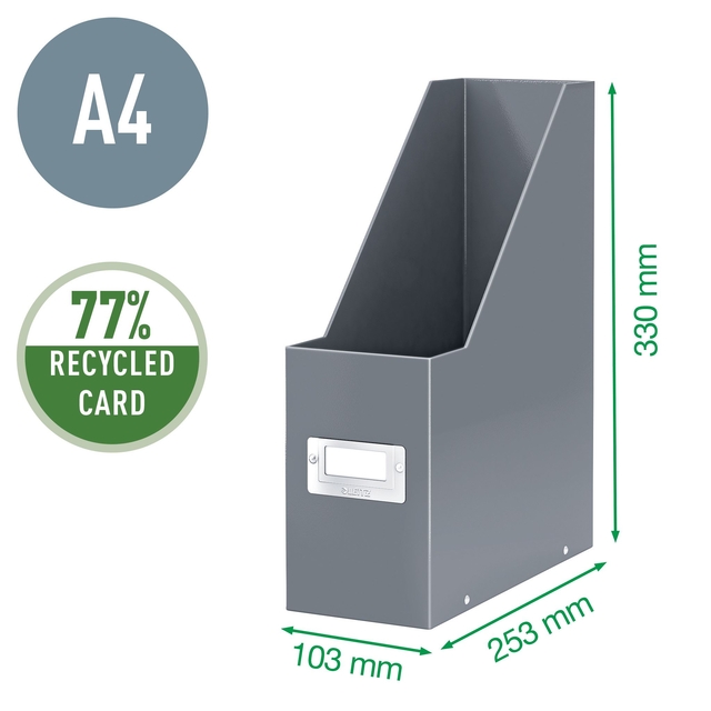 Tijdschriftencassette Leitz WOW click & store gerecycled karton zwart