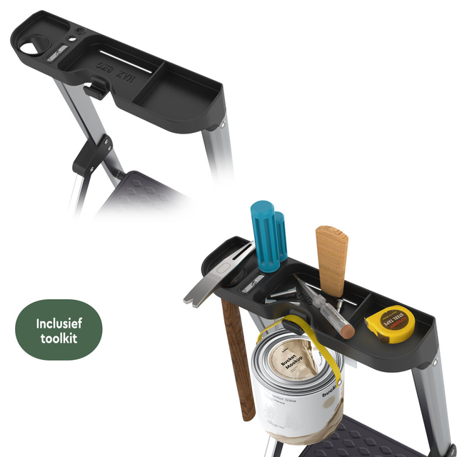 Huishoudtrap BRASQ 5 treden aluminium SLA500 zilver