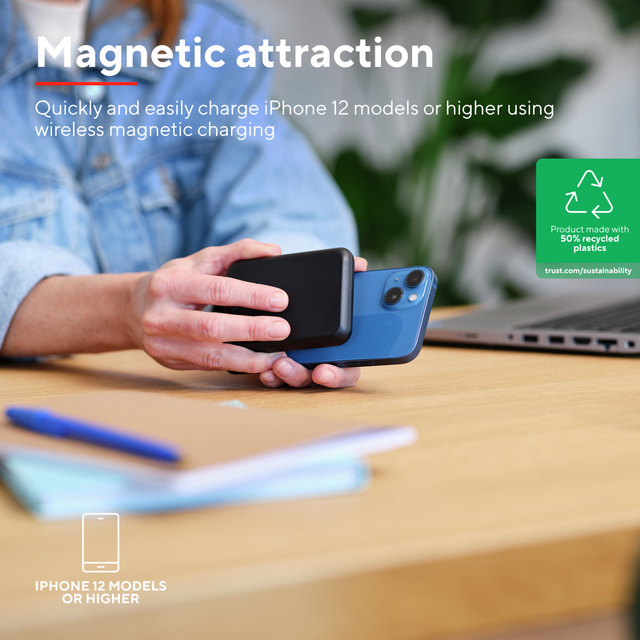 Powerbank Trust Magnetic draadloos 5000MAH zwart