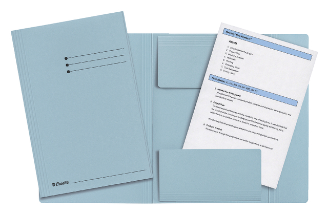 Dossiermap Esselte folio 3 kleppen manilla 275gr blauw