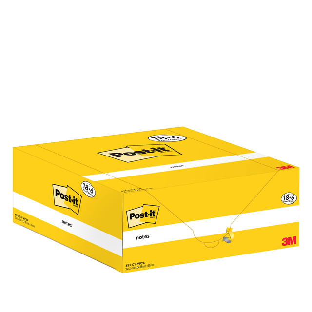 Memoblok 3M Post-it 653-CY 38x51mm geel voordeelpak