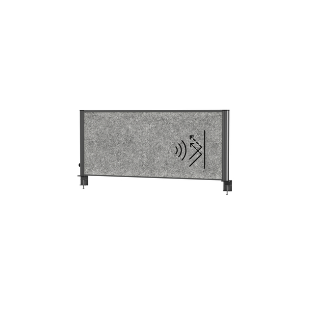 Scheidingswand MAUL akoestiek Uplight 120x50 donkergrijs antrac.frame tafelklem