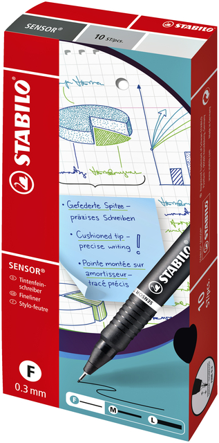 Fineliner STABILO Sensor 189/40 fijn rood