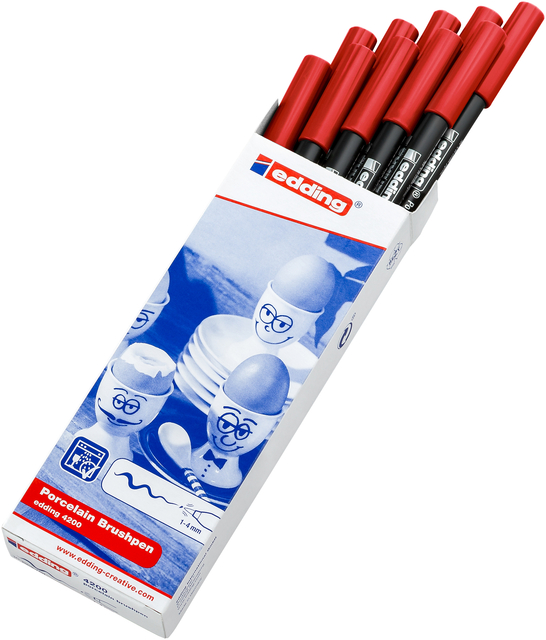 Brushpen edding 4200 porselein rood