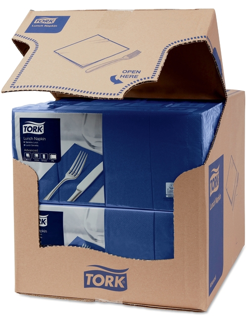 Lunchservet Tork Advanced 1/8 vouw 2-laags 328x325mm 200 vel donkerblauw 477421