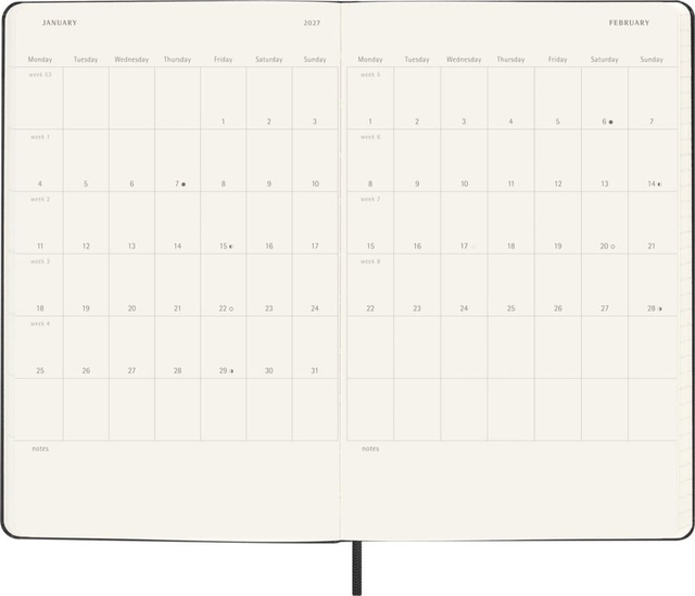 Agenda 2027 Moleskine 18M Planner Weekly 7dagen/1pagina large hc black